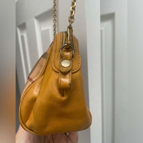 Burberry Haymarket Mini Blaze Mustard Leather Small Crossbody Bag - Picture 4 of 8